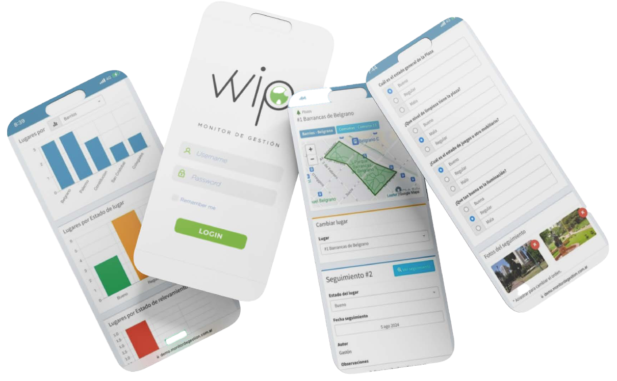 Pantallas de WIP en diferentes dispositivos